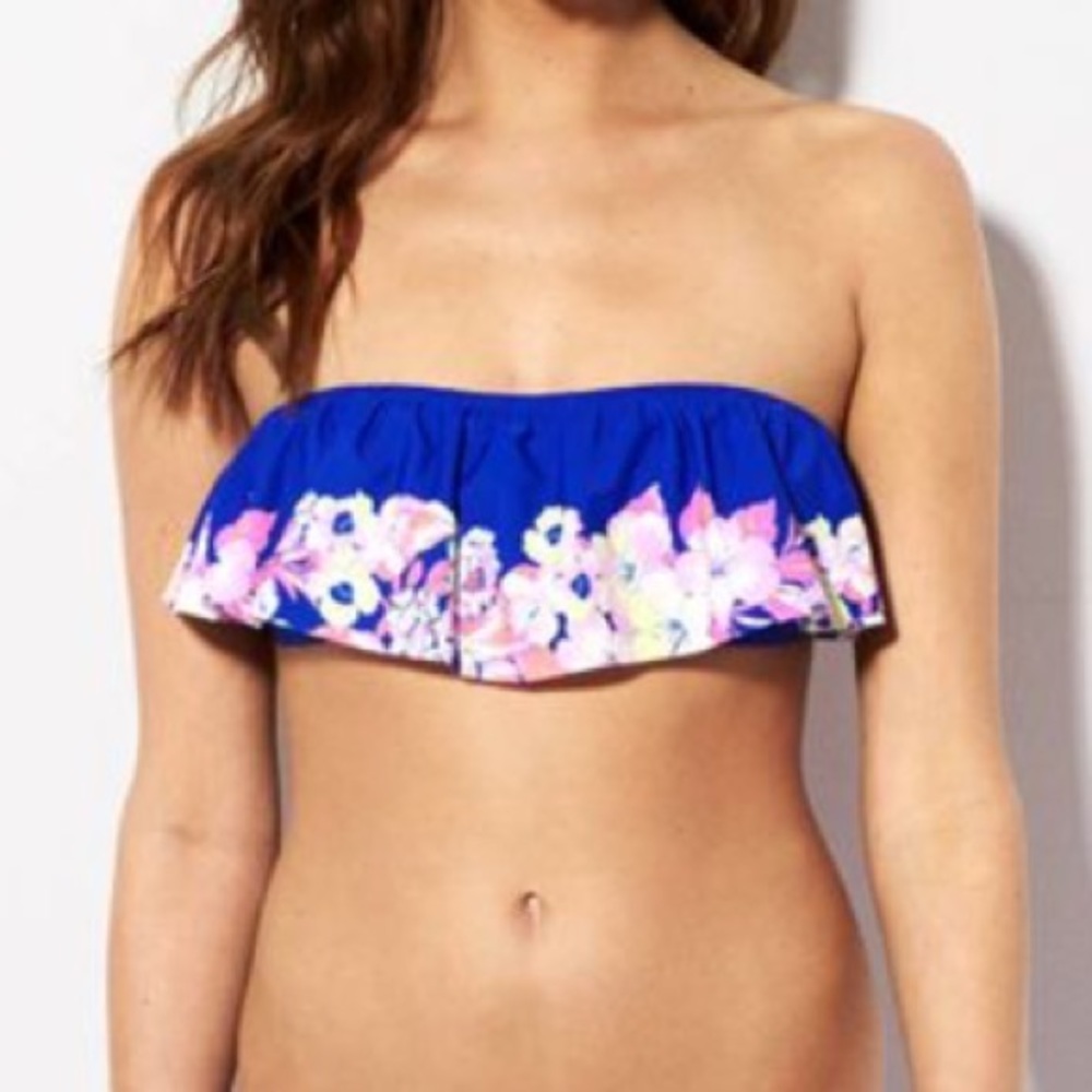 American Eagle Tropical Flounce Bandeau Bikini‎ Top